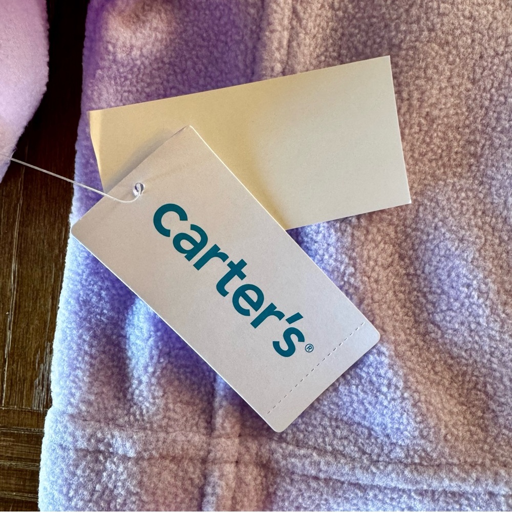 NWT Carter's super soft lavender polar fleece jacket 12mos - Picture 6 of 9